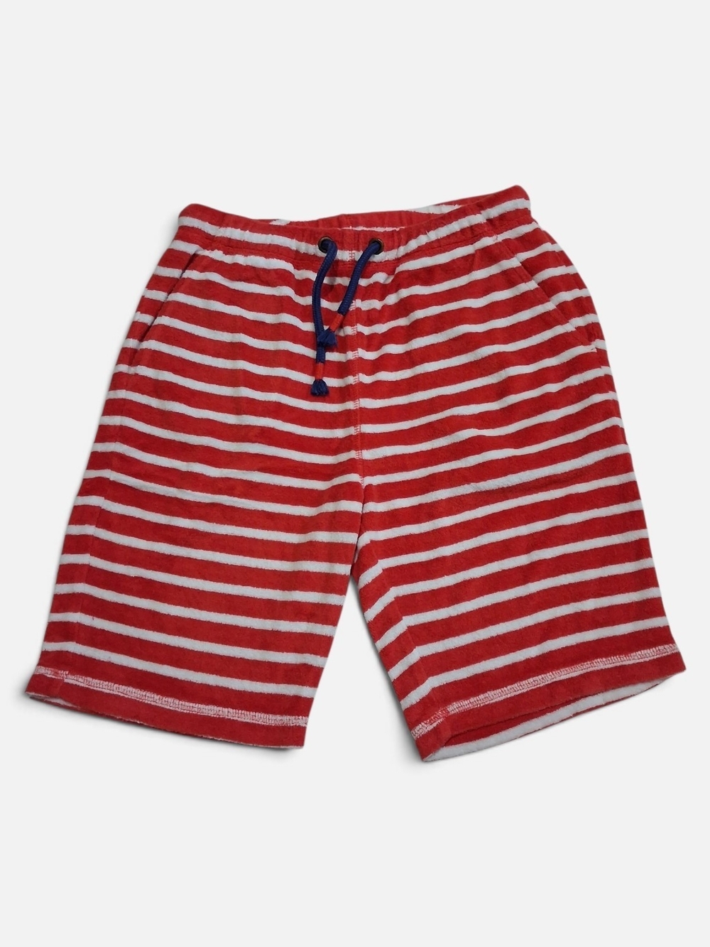 Mini Boden Boys Red White Striped Toweling Shorts 12
